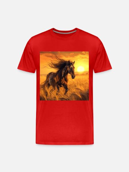 Pferd - Männer Premium Bio T-Shirt - Rot
