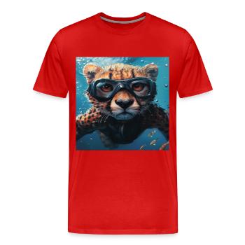 Guépard - T-shirt bio Premium Homme - rouge - Devant - Damien (186cm)