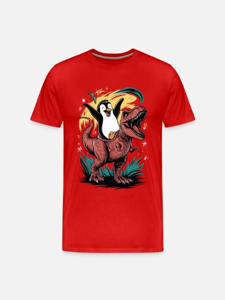 Penguin - Men's Premium Organic T-Shirt - red