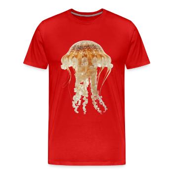 Méduse - T-shirt bio Premium Homme - rouge - Devant - Damien (186cm)