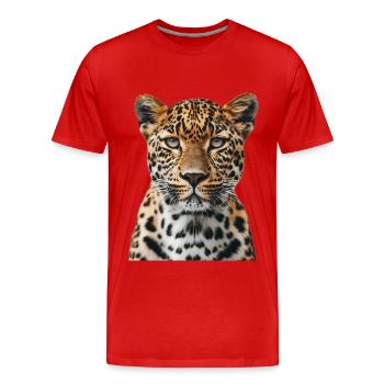 Leopard - Men's Premium Organic T-Shirt - red - Front - Damien (186cm)