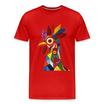 Chicken - Men's Premium Organic T-Shirt - red - Front - Damien (186cm)