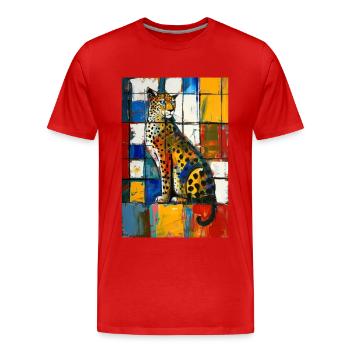 Leopard - Men's Premium Organic T-Shirt - red - Front - Damien (186cm)
