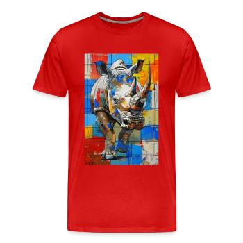 Rhinoceros - Men's Premium Organic T-Shirt - red - Front - Damien (186cm)