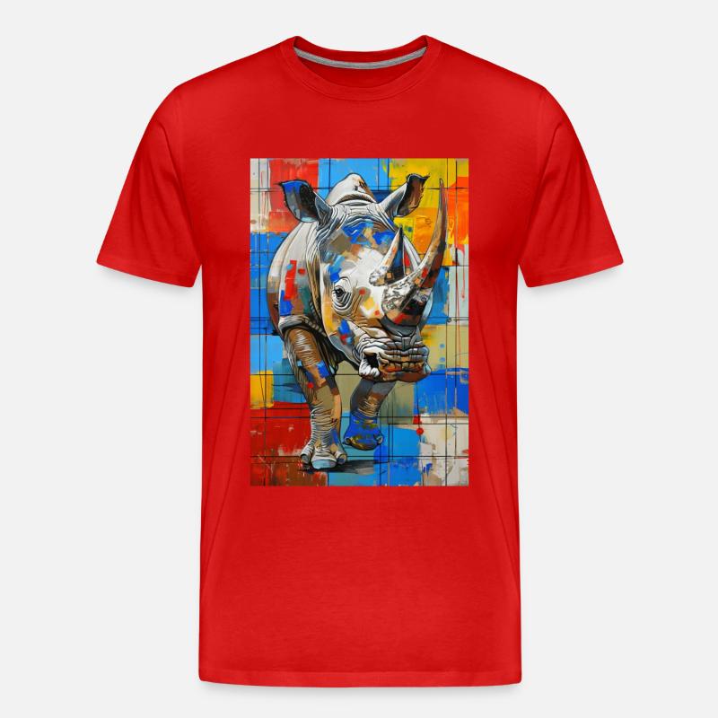 Nashorn - Männer Premium Bio T-Shirt - Rot