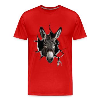 Esel - Männer Premium Bio T-Shirt - Rot - Vorne - Damien (186cm)
