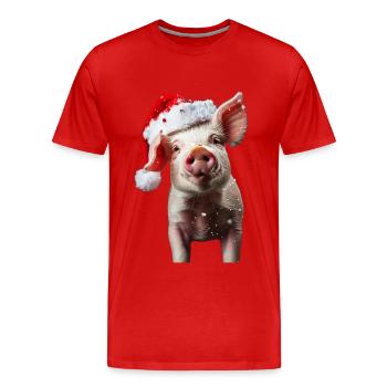 Pig - Men's Premium Organic T-Shirt - red - Front - Damien (186cm)