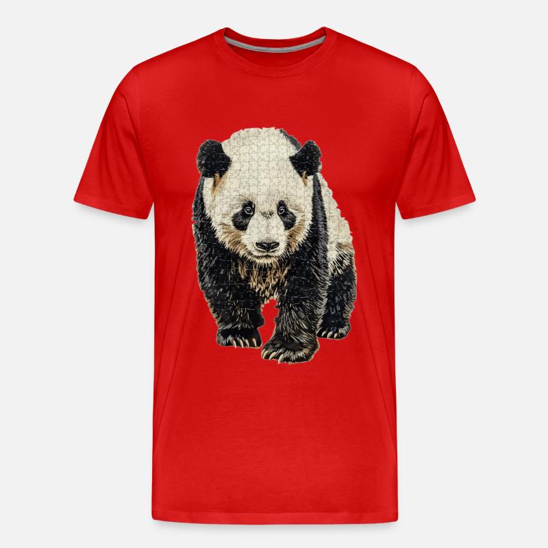 Panda - Männer Premium Bio T-Shirt - Rot