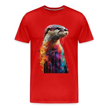 Otter - Männer Premium Bio T-Shirt - Rot - Vorne - Damien (186cm)