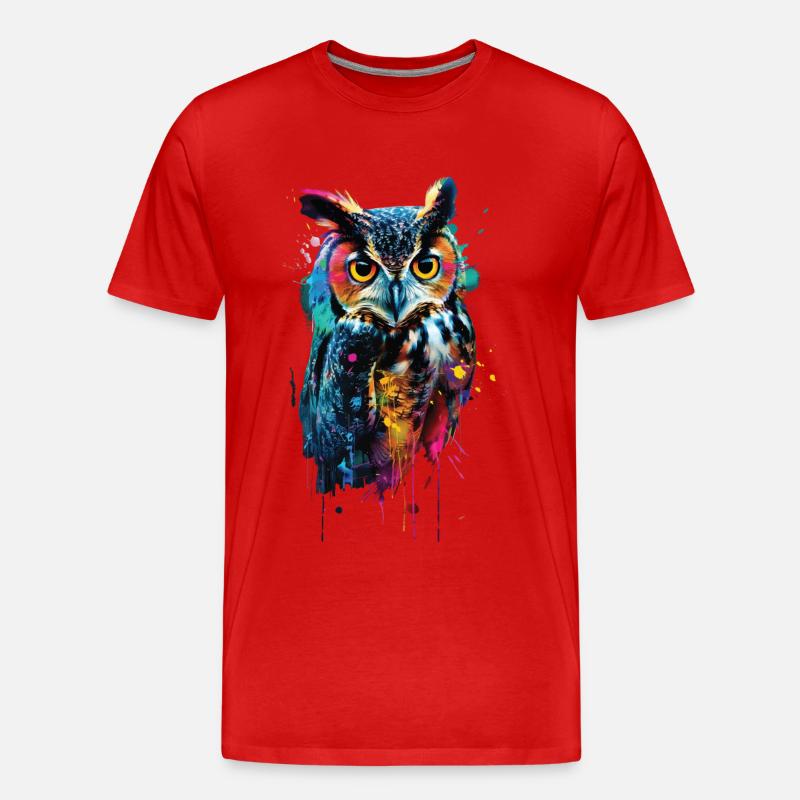 Eule - Männer Premium Bio T-Shirt - Rot