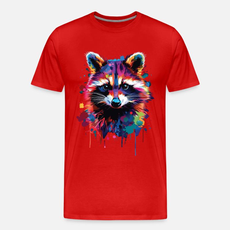 Waschbär - Männer Premium Bio T-Shirt - Rot