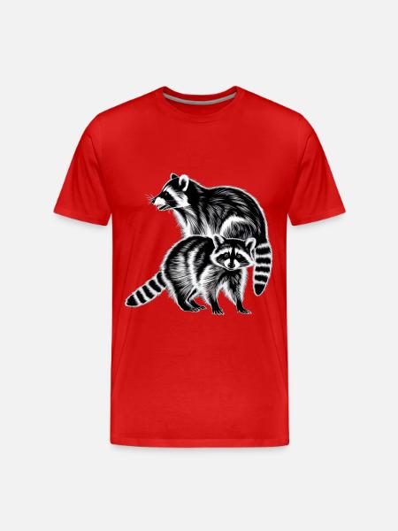 Waschbär - Männer Premium Bio T-Shirt - Rot