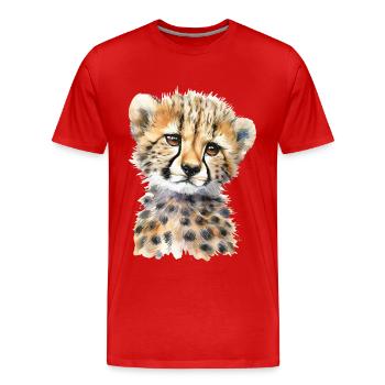 Guépard - T-shirt bio Premium Homme - rouge - Devant - Damien (186cm)
