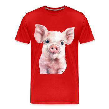 Pig - Men's Premium Organic T-Shirt - red - Front - Damien (186cm)