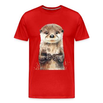 Otter - Männer Premium Bio T-Shirt - Rot - Vorne - Damien (186cm)