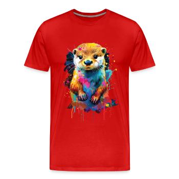Otter - Männer Premium Bio T-Shirt - Rot - Vorne - Damien (186cm)