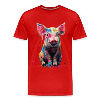 Pig - Men's Premium Organic T-Shirt - red - Front - Damien (186cm)