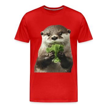 Otter - Männer Premium Bio T-Shirt - Rot - Vorne - Damien (186cm)