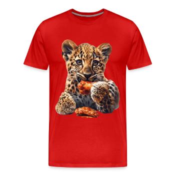 Leopard - Men's Premium Organic T-Shirt - red - Front - Damien (186cm)