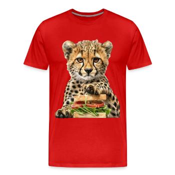 Cheetah - Men's Premium Organic T-Shirt - red - Front - Damien (186cm)