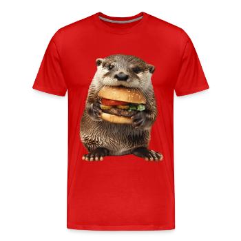 Otter - Männer Premium Bio T-Shirt - Rot - Vorne - Damien (186cm)