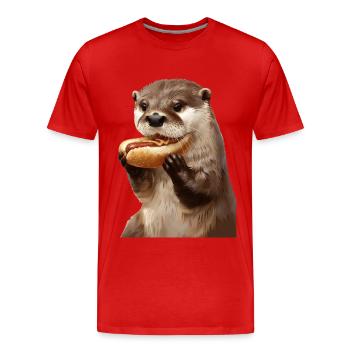 Otter - Männer Premium Bio T-Shirt - Rot - Vorne - Damien (186cm)
