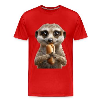 Meerkat - Men's Premium Organic T-Shirt - red - Front - Damien (186cm)