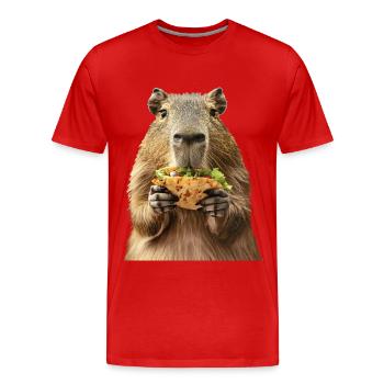Wasserschwein - Männer Premium Bio T-Shirt - Rot - Vorne - Damien (186cm)
