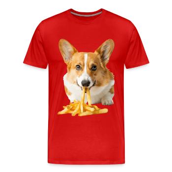 Corgi gallois Pembroke - T-shirt bio Premium Homme - rouge - Devant - Damien (186cm)