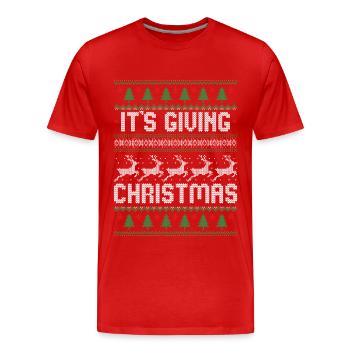 Es ist das Schenken von Weihnachten - Männer Premium Bio T-Shirt - Rot - Vorne - Damien (186cm)
