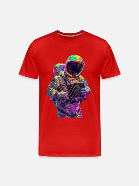 Astronaut Akkordeon - Männer Premium Bio T-Shirt - Rot