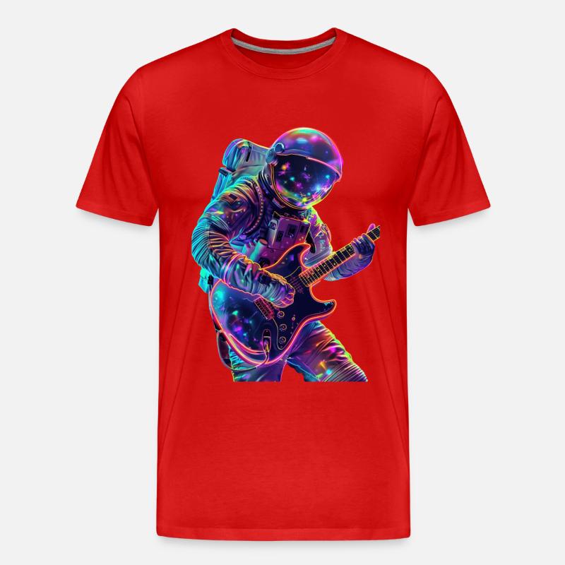 Astronaut Gitarre - Männer Premium Bio T-Shirt - Rot
