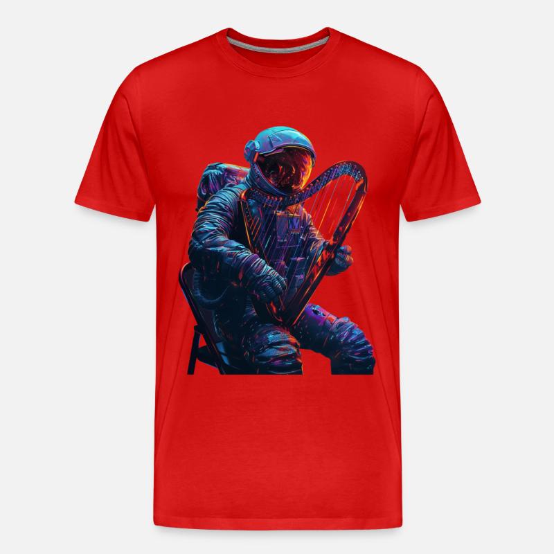 Astronaut Harfe - Männer Premium Bio T-Shirt - Rot