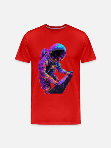 Astronaut Piano - Men's Premium Organic T-Shirt - red
