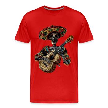 Ukulele Mexikanisches Skelett - Männer Premium Bio T-Shirt - Rot - Vorne - Damien (186cm)