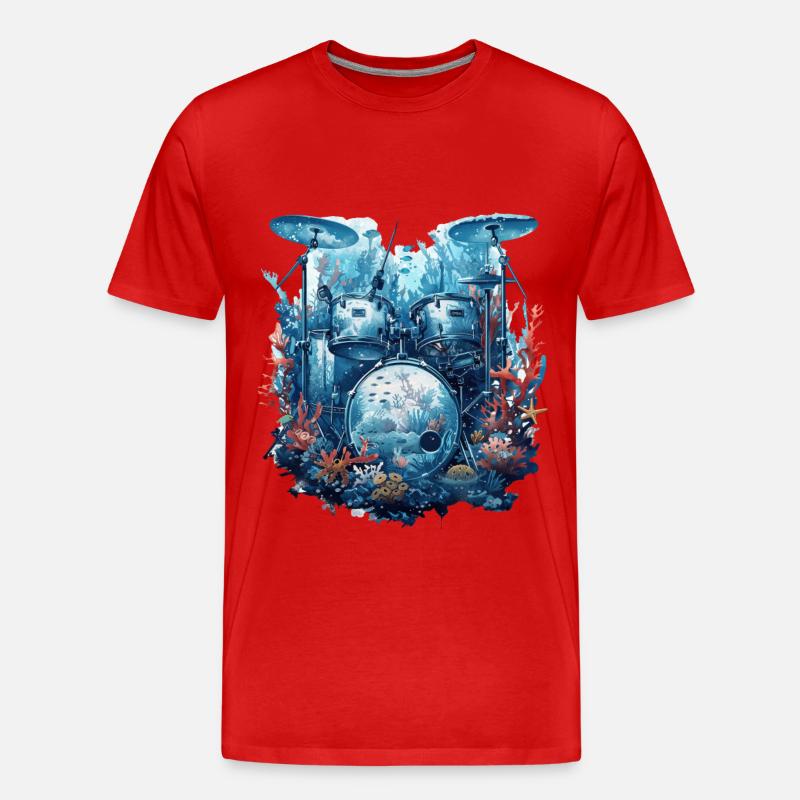 Fisch Trommeln - Männer Premium Bio T-Shirt - Rot