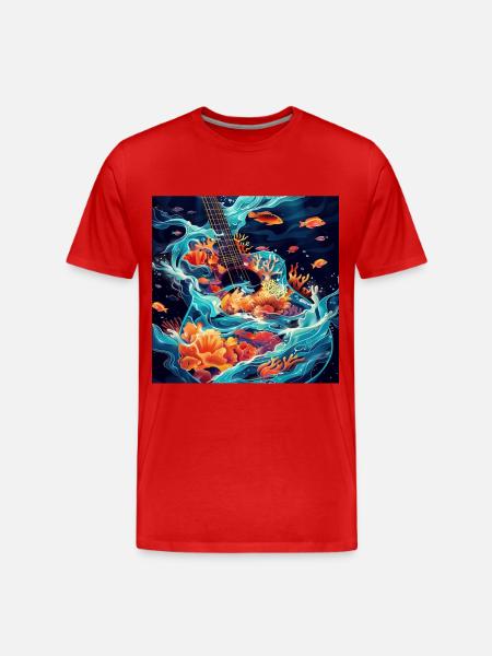 Guitare Poisson - T-shirt bio Premium Homme - rouge