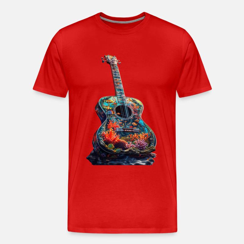 Fisch Gitarre - Männer Premium Bio T-Shirt - Rot
