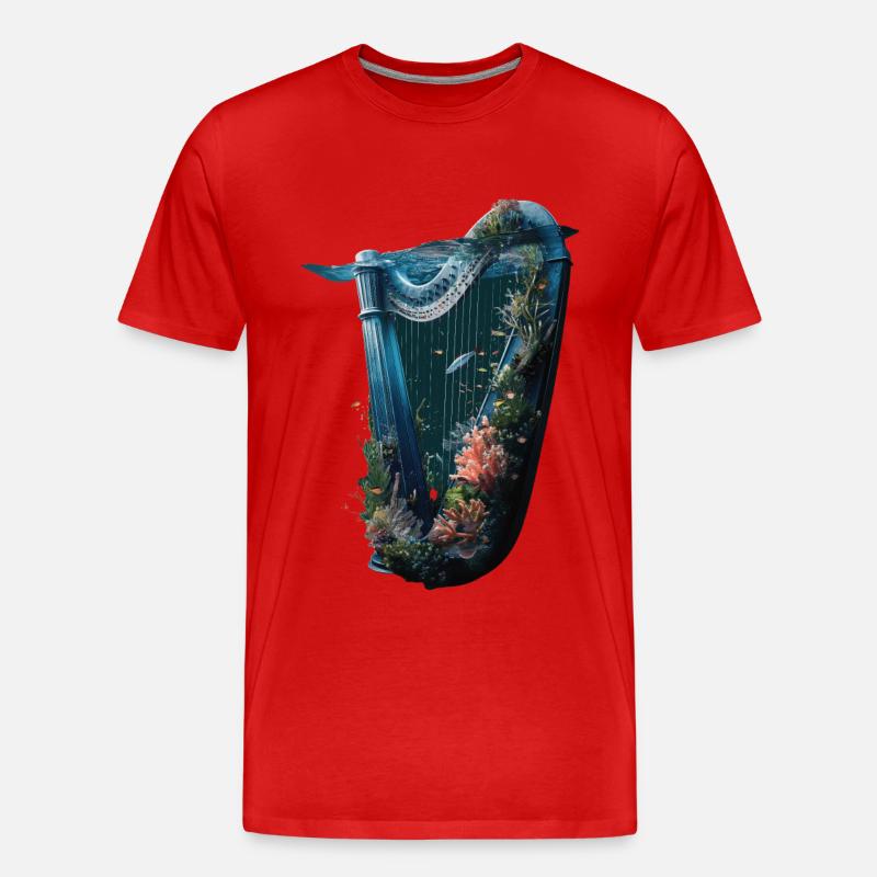 Fisch Harfe - Männer Premium Bio T-Shirt - Rot