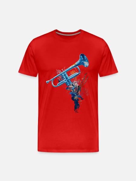 Fisch Trompete - Männer Premium Bio T-Shirt - Rot