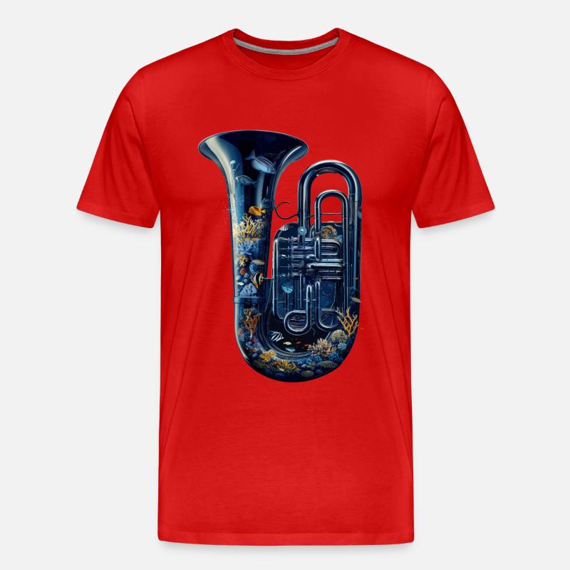 Fisch Tuba - Männer Premium Bio T-Shirt - Rot
