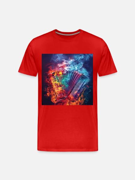 Akkordeon - Männer Premium Bio T-Shirt - Rot
