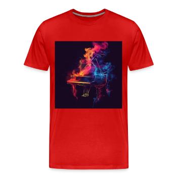 Piano - T-shirt bio Premium Homme - rouge - Devant - Damien (186cm)