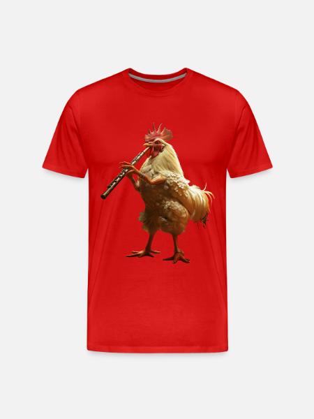 Rooster Flute - Men's Premium Organic T-Shirt - red
