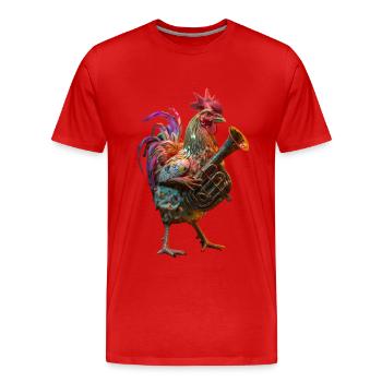 Rooster Tuba - Men's Premium Organic T-Shirt - red - Front - Damien (186cm)
