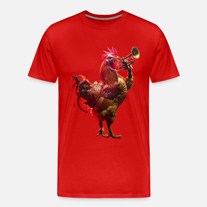 Hahn Trompete - Männer Premium Bio T-Shirt - Rot