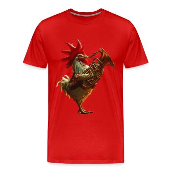 Rooster Tuba - Men's Premium Organic T-Shirt - red - Front - Damien (186cm)