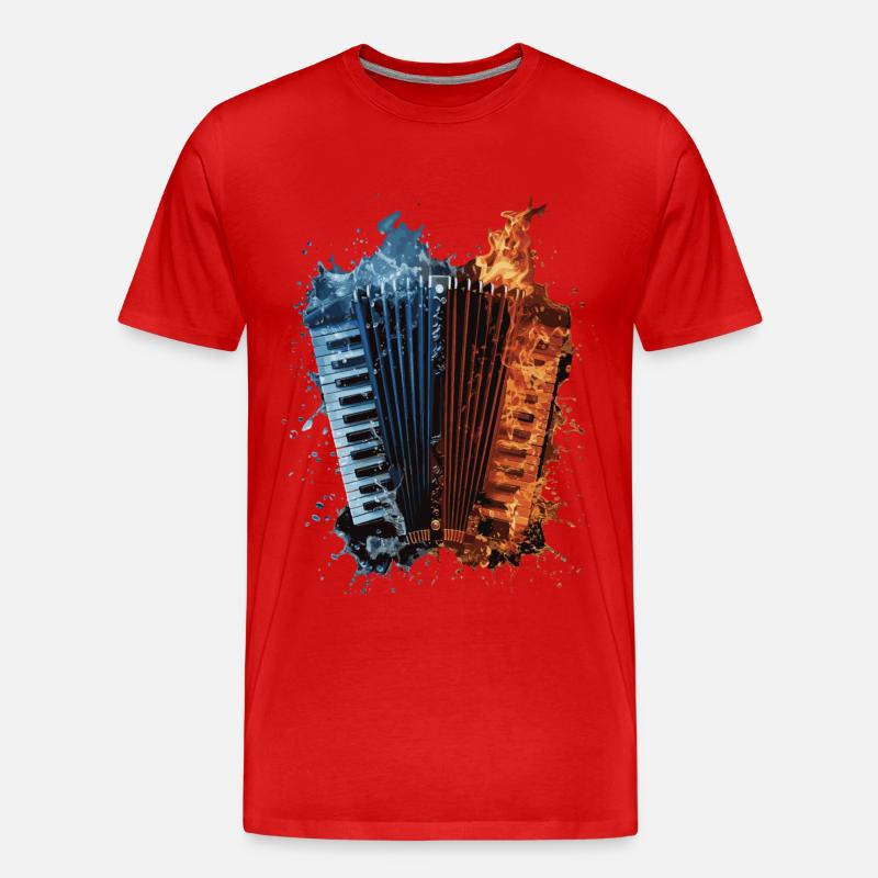 Akkordeon - Männer Premium Bio T-Shirt - Rot