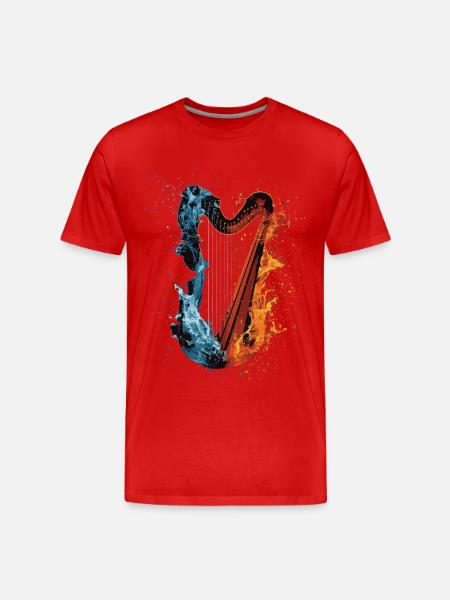 Harfe - Männer Premium Bio T-Shirt - Rot