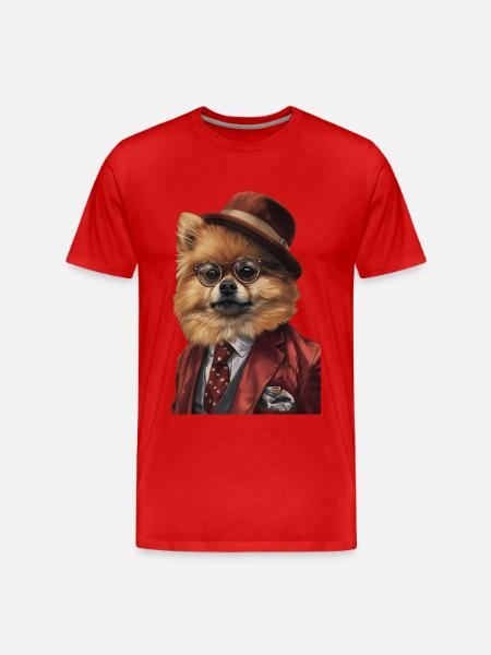 Zwergspitz - Männer Premium Bio T-Shirt - Rot